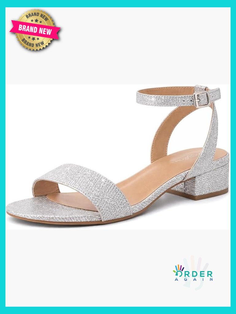 Low Heel Strappy Sandals Dressy Block Heel Open Toe Ankle Strap Chunky Heel